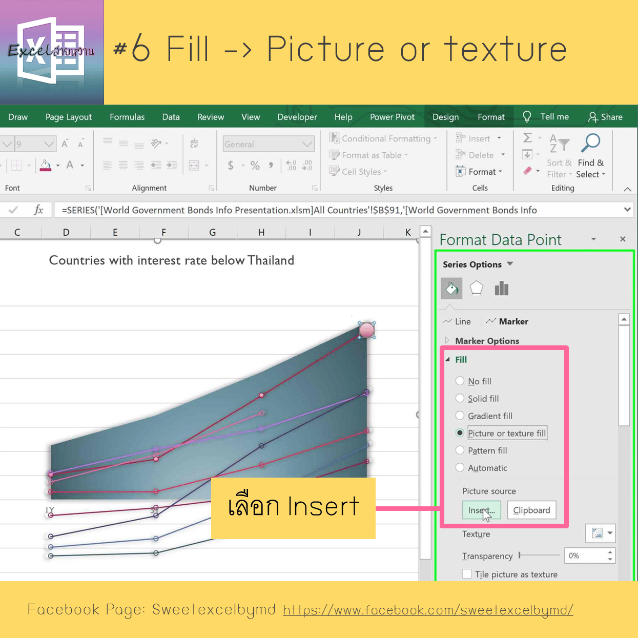 วิธีเติมรูปลงบนกราฟเส้นใน Excel 6