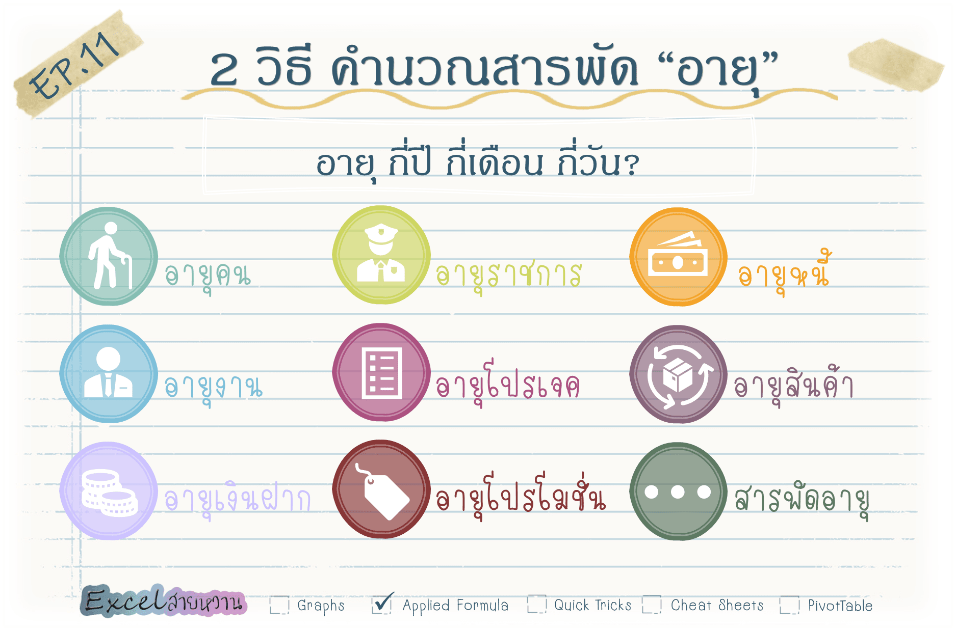คํานวณอายุ excel